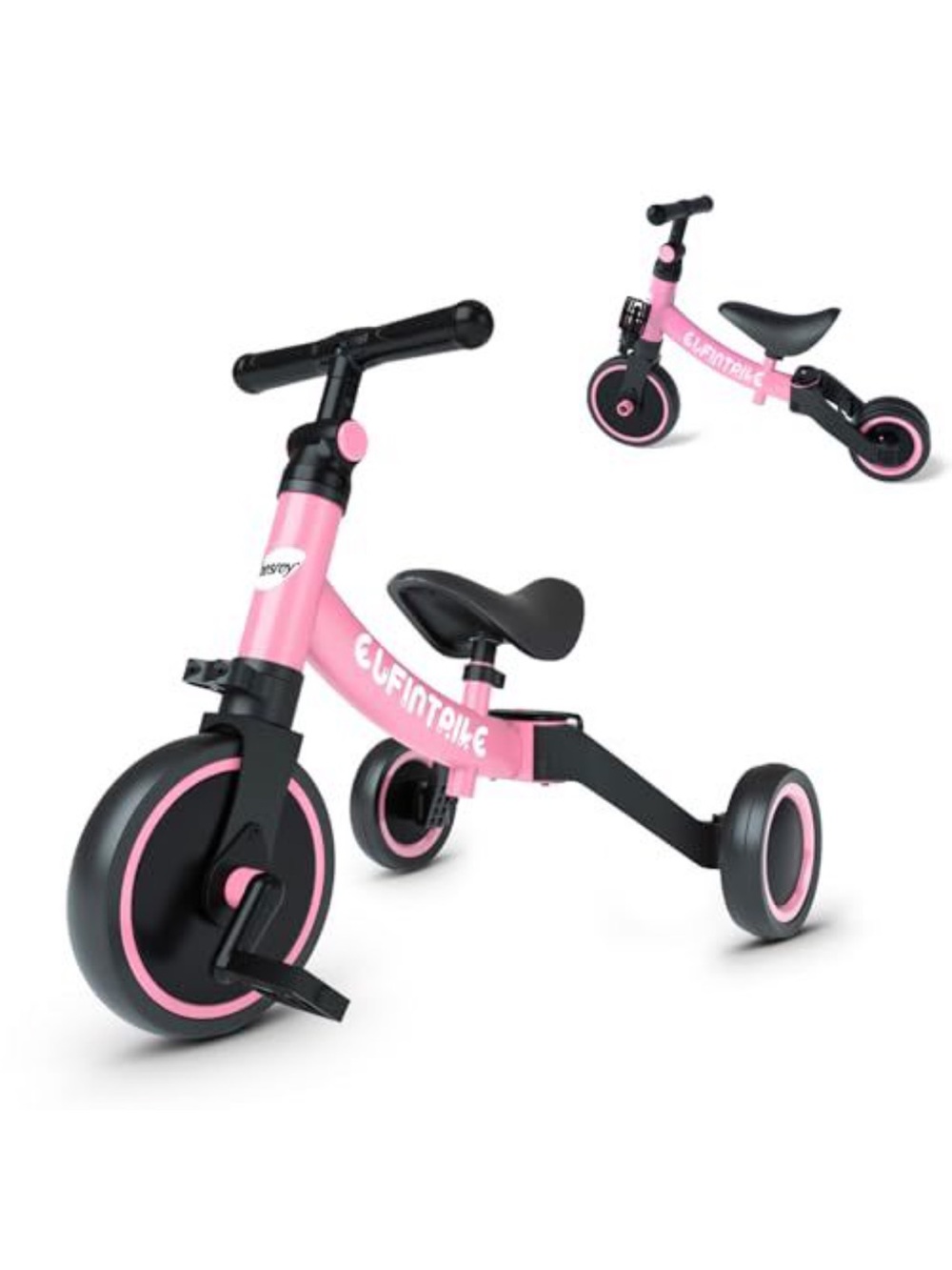 Pink Convertible Kids Trike to Balance Bike - Lightweight Ride-On